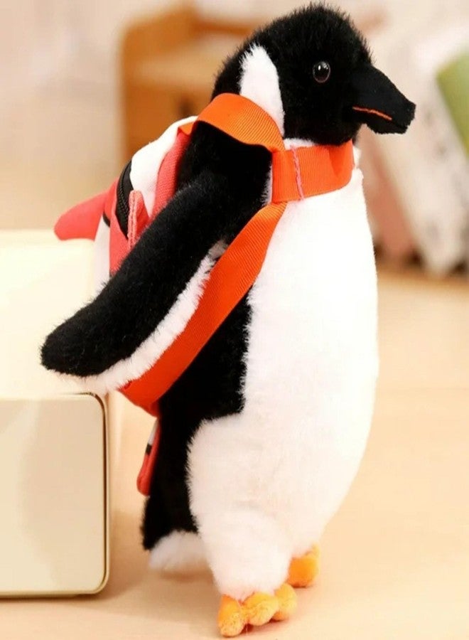 تيكلز لعبة البطريق اللطيف مع حقيبة ظهر، لعبة طائر محشوة ناعمة للأطفال، هدية عيد ميلاد للأولاد والبنات (اللون: أسود وأبيض، الحجم: 30 سم) - Image 2